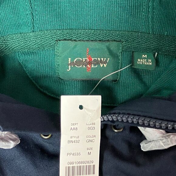 J Crew Anorak Hoodie Mens M Green Navy Colorblock Rugby Sporty Casual BN432 READ - Picture 4 of 15
